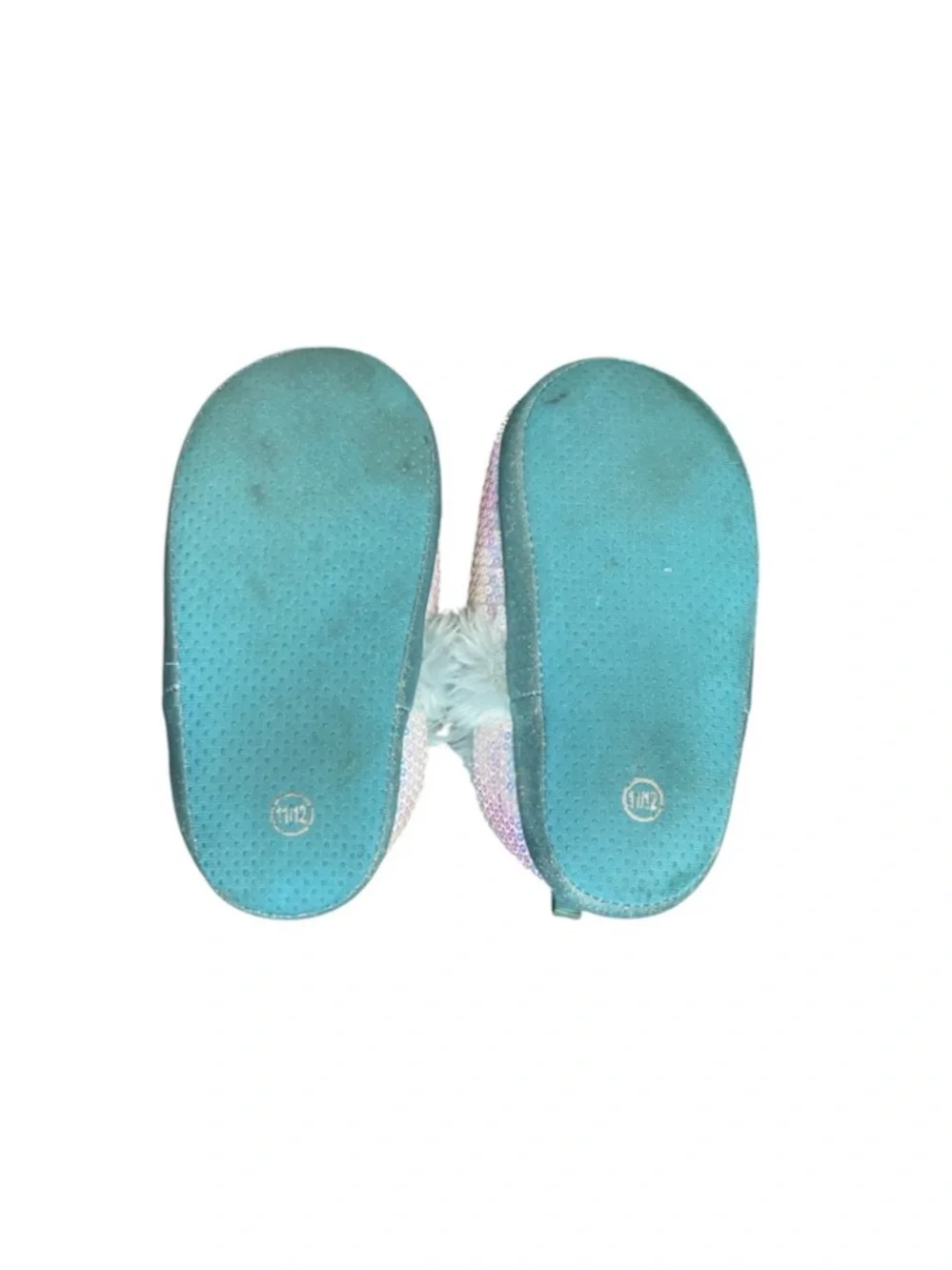 Light Blue Disney Frozen Anna and Elsa Girls' Fuzzy Slippers
